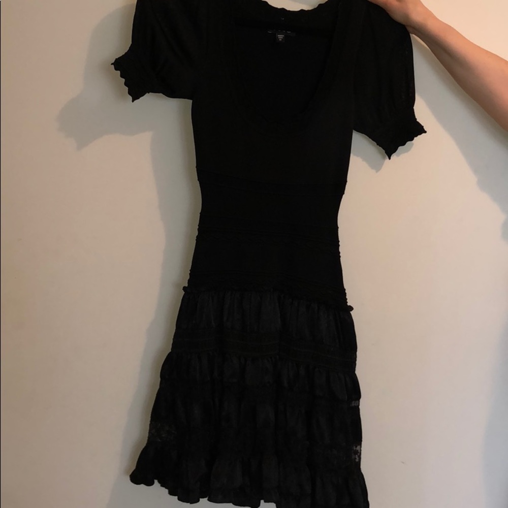 Bebe black babydoll dress to the knee